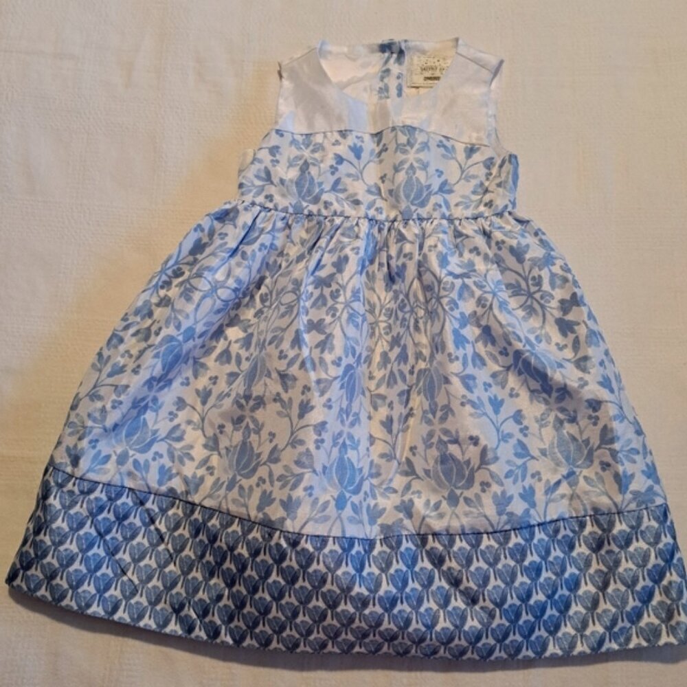 Gymboree girls size 3T Dressed Up line blue & white party dress EUC